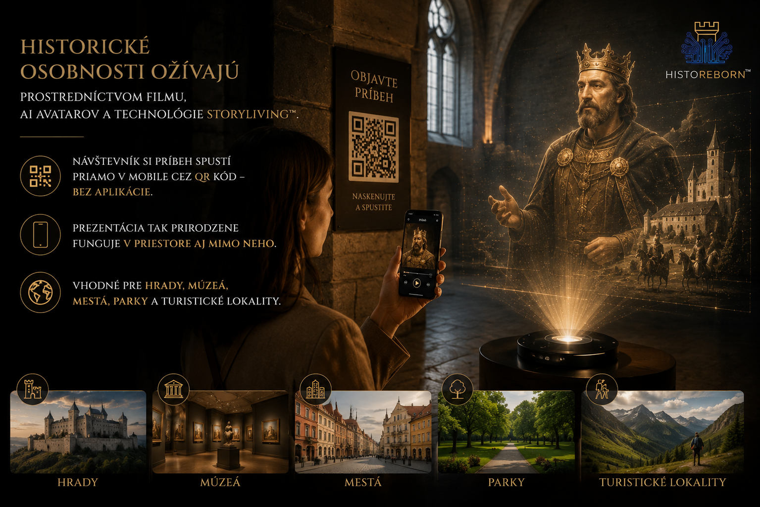 Filmová prezentácia HISTOREBORN s digitálnym avatarom historickej osobnosti